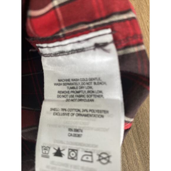 Mountain Hardwear Mens's M Red Black White Plaid Button Down Long Sleeve Shirt - Picture 5 of 6